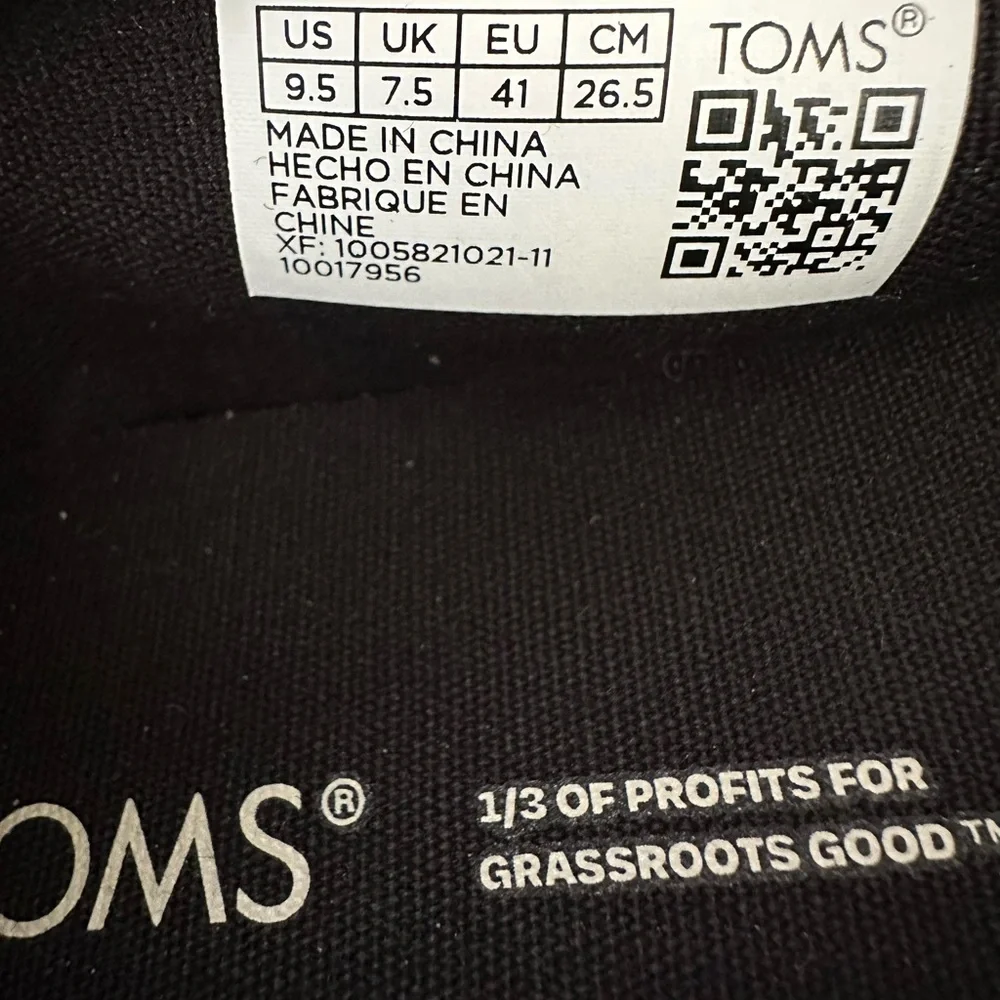 TOMS Alpargata Mallow Black Hearts Faux Shearling Slip-On Size 9.5 - Picture 11 of 12